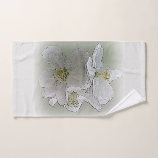 trois fleurs blanches (Serviette à main)