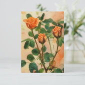 Trois Fleurs Roses orange Carte Plat Art (Debout devant)