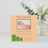 Trois grenouilles Faire-part de naissance orange (Debout devant)