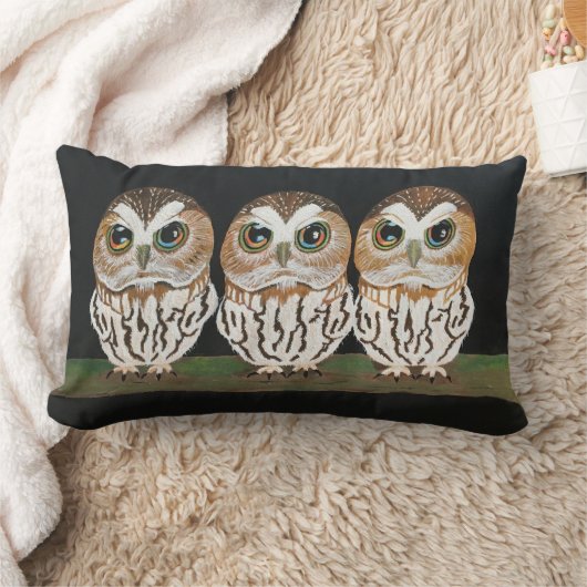 Trois hiboux en colère coussin (Couverture)