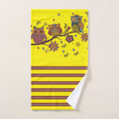 Trois hiboux sur branche (Serviette à main)