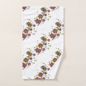 Trois hiboux sur la branche (Serviette à main)