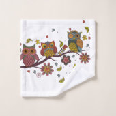 Trois hiboux sur la branche (Gant de toilette)