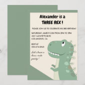 Trois invitations d'anniversaire rex 3 rex Garçon (Devant / Derrière)