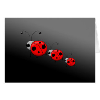 Trois Ladybugs Illustrés Carte de voeux