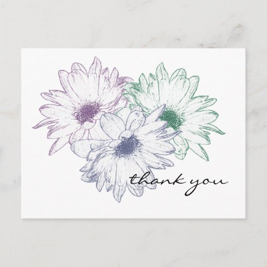 Trois marguerites - Carte postale Merci (Devant)