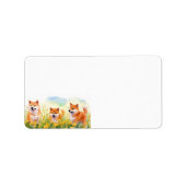 trois mignonette shiba inus et étiquette de adress (Devant)