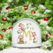 Trois mignons singes chanceux et un monogramme (Noël)