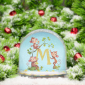 Trois mignons singes chanceux et un monogramme (Noël)