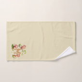 Trois mignons singes et Monogramme d'or sur le bei (Serviette à main)