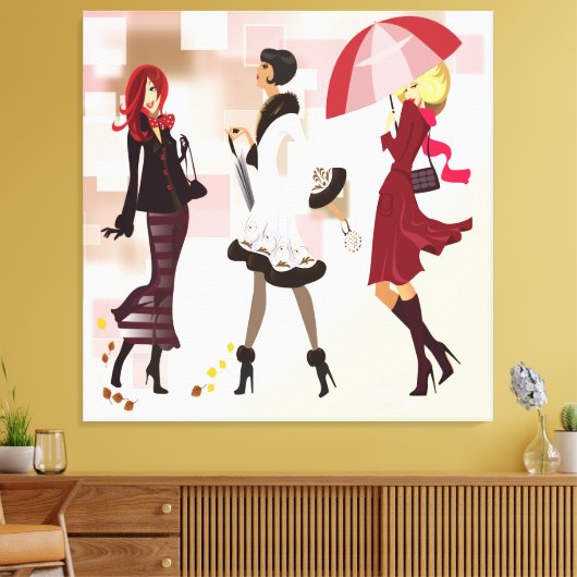 Trois modèles de mode en toile enveloppée (Insitu(Salon))