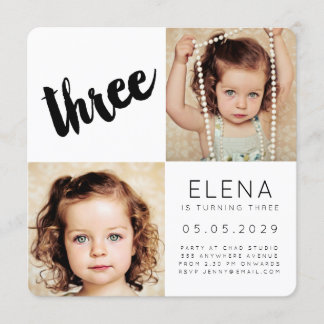 TROIS modernes 3ème carte photo de fille de garçon