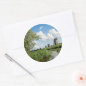 Trois moulins à vent et un autocollant rond de can (Enveloppe)