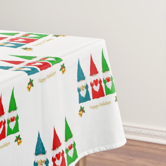 Trois nappes de Noël Colorfu sur une nappe blanche (In Situ)