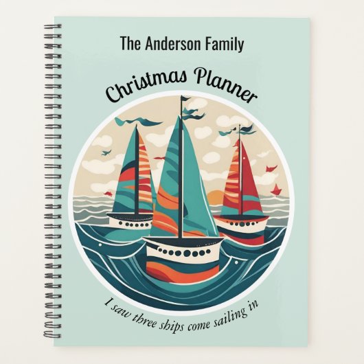 Trois navires Festive Nautique élégant Noël (Devant)