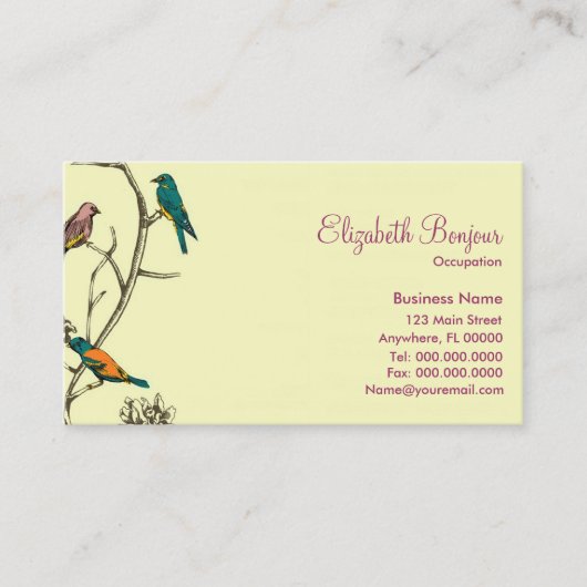 Trois oiseaux parlant - cartes de visite (Devant)