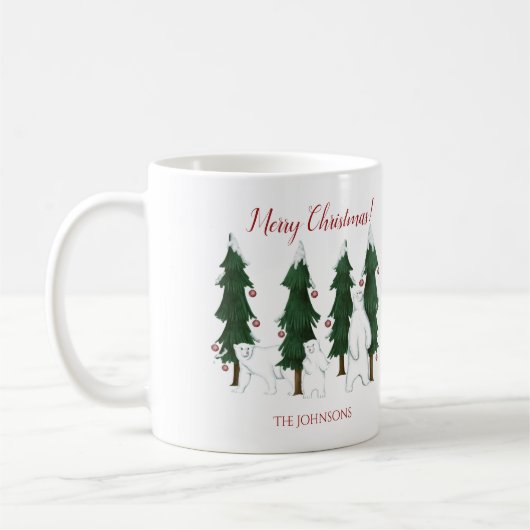 Trois ours polaires Joyeux Noël Mug de vacances (Gauche)