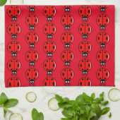 Trois petits Ladybugs - Serviette de cuisine 16" x (Plié)