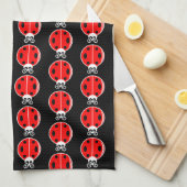 Trois petits Ladybugs - Serviette de cuisine 16" x (Quart Plié)