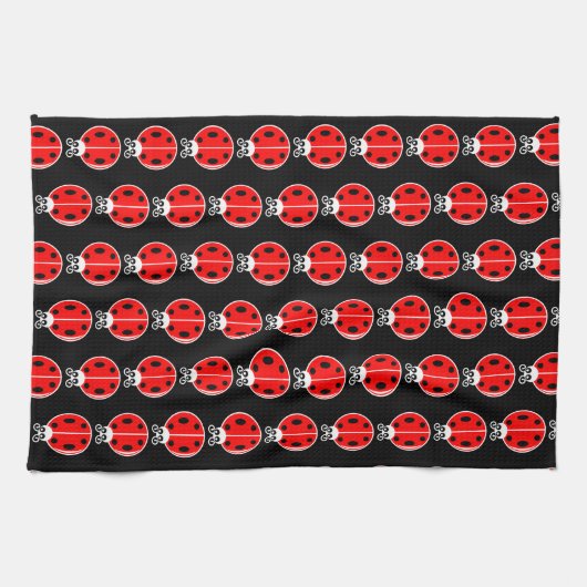 Trois petits Ladybugs - Serviette de cuisine 16" x (Horizontal)