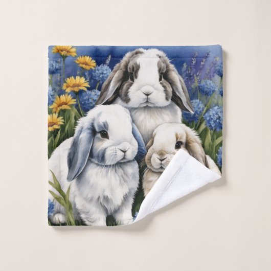 Trois petits lapins de lop (Gant de toilette)