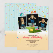 Trois photo Cadre animal Anniversaire Invitation (Devant / Derrière)