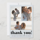 Trois photo Collage bleu Merci fête d'anniversaire (Devant)