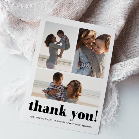 Trois photo Collage bleu Merci fête d'anniversaire