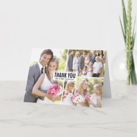 Trois photo Collage Carte de remerciements Mariage (Devant)