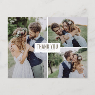 Trois Photo Collage Mariage Merci carte postale