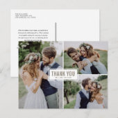 Trois Photo Collage Mariage Merci carte postale (Devant / Derrière)