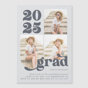 Trois photo Retro Type Graduation Party Invitation