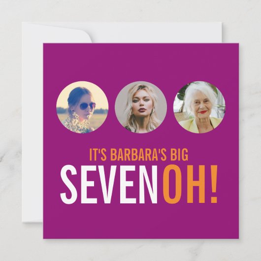 Trois photos 70e SEVENOH ! photo invitation d'anni (Devant)