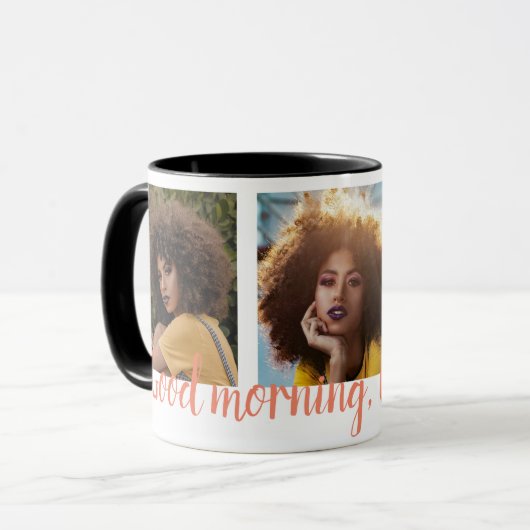 Trois photos et texte personnalisé Café Mug (Devant gauche)