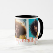 Trois photos et texte personnalisé Café Mug (Devant droit)