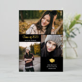 Trois photos | Faire-part de graduation Gold Foil (Debout devant)