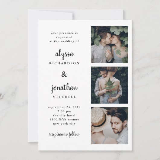 Trois photos | Faire-part de mariage simple et mod (Devant)