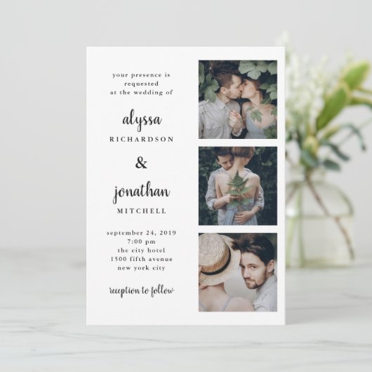 Trois photos | Faire-part de mariage simple et mod (Debout devant)