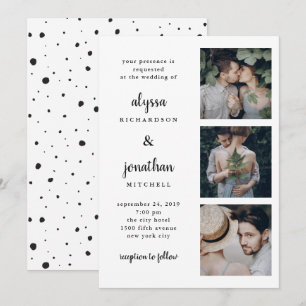 Trois photos Faire-part de mariage simple et mod