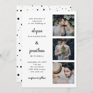Trois photos  Faire-part de mariage simple et mode