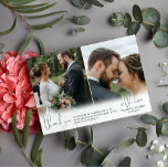 Trois Photos Mariages Écriture manuscrite Merci de<br><div class="desc">carte de remerciements mariage avec place pour trois photos,  deux sur la couverture et une photo plus grande sur le dos. Ajoutez un message de remerciement et vos noms.</div>