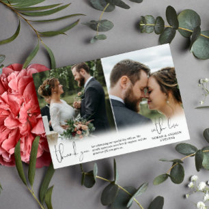 Trois Photos Mariages Écriture manuscrite Merci de