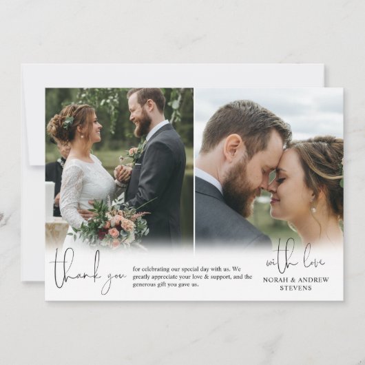 Trois Photos Mariages Écriture manuscrite Merci de (Devant)