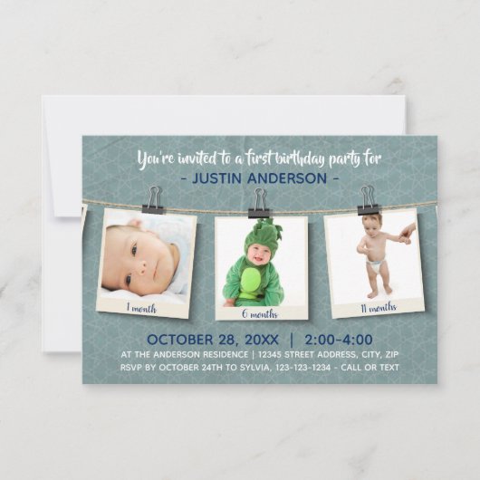 Trois photos sur Twine-3x5Anniversaire Invitation (Devant)