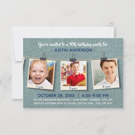 Trois photos sur Twine-3x5Anniversaire Invitation (Devant)