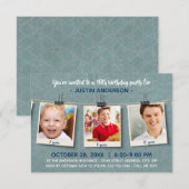 Trois photos sur Twine-3x5Anniversaire Invitation (Devant / Derrière)