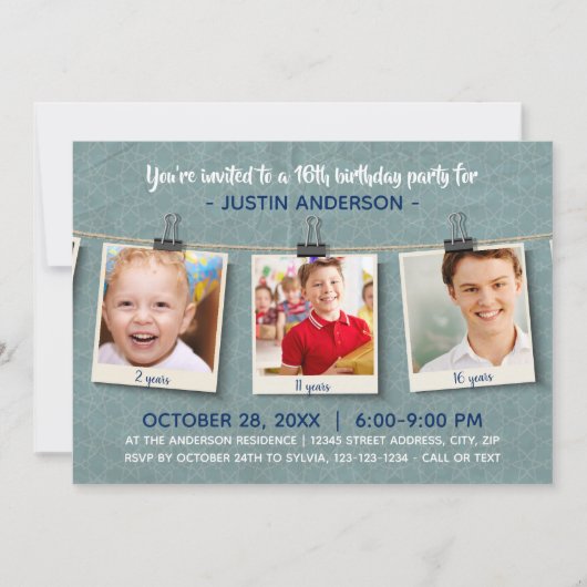 Trois photos sur Twine - Invitation de fête d'anni (Devant)