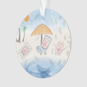 Trois porcelets mignons sur la plage (devant)