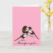 Trois pour une fille - carte de voeux de pies (Fleur jaune)