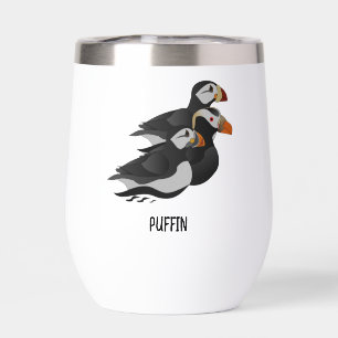 Trois Puffins Adorablement Friendly Baignade Carto
